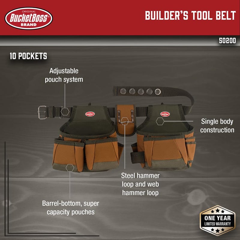 Bucket Boss حزام أدوات مزدوج من باكت بوس 50200 باللون البني - Image 2